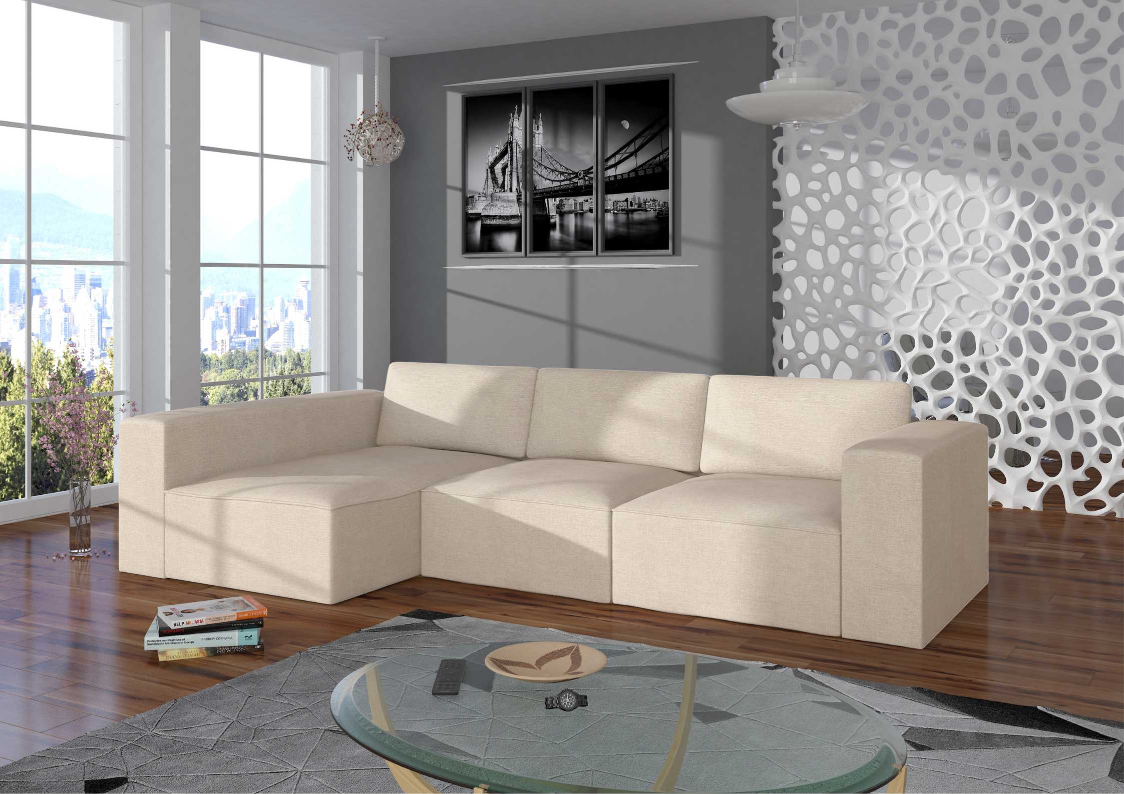 Modułowy narożnik w kolorze beżowym